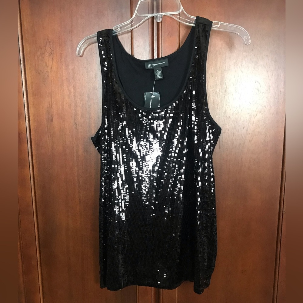 Black Sequin Tank Top